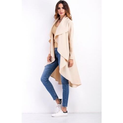 2018 new long-sleeved cardigan jacket with irregular medium-length coat