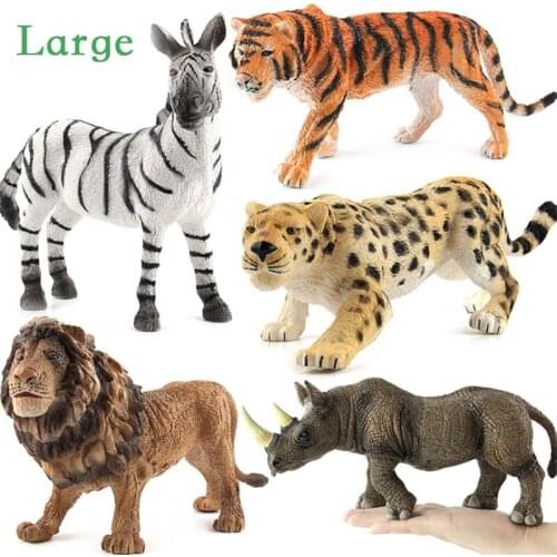 Zoo Big Size Wild Animals Elephant Zebra Rhinos Action Figures Set Children Wildlife Toys Simulation Animal Model Kids Toys