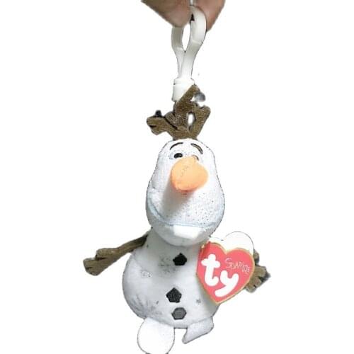 10cm TY Big Eyes Keychain Plush Stuffed Animal Olaf the Snowman Collectible Keyclip Mini Doll Toy Christmas Birthday Gift