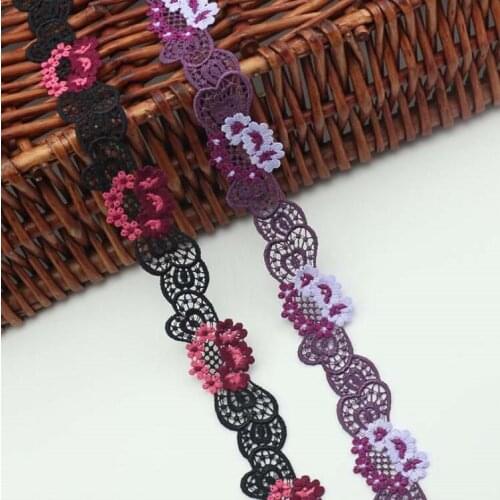 2 Yards Flower Embroidered Lace Trim Ribbons Fabric Trim DIY Sewing Handmade Craft Materials Clothes Accessories Home Decoration