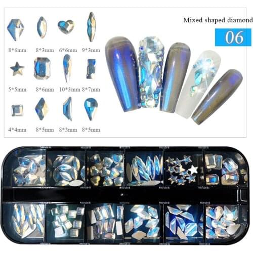 8 Style Nail Rhinestones Glitter Strass 3D Nail Art Decorations Manicure Accessories Nail Crystal Jewelry TSLM1