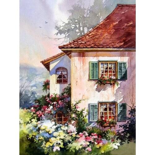 KAMY YI Landscape House Garden Diamond Painting Cross Stitch 5D Diy Embroidery Full Diamond Art Craft Mosaic Home Decoration