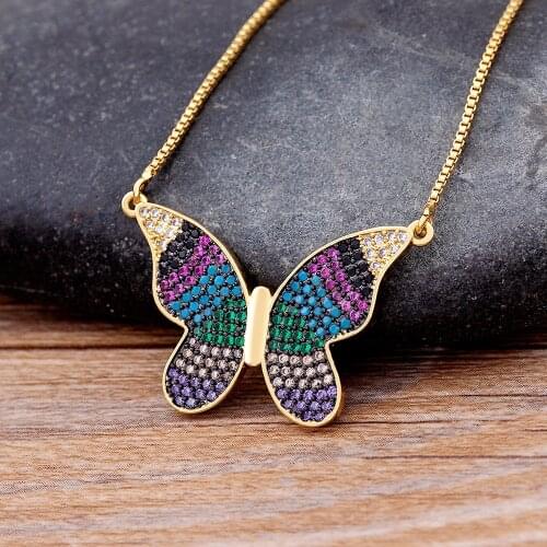 New Fashion Design Charm Bohemia Butterfly Pendant 12 Styles Copper Zircon Lucky Choker Chain Necklace Jewelry Gifts For Women