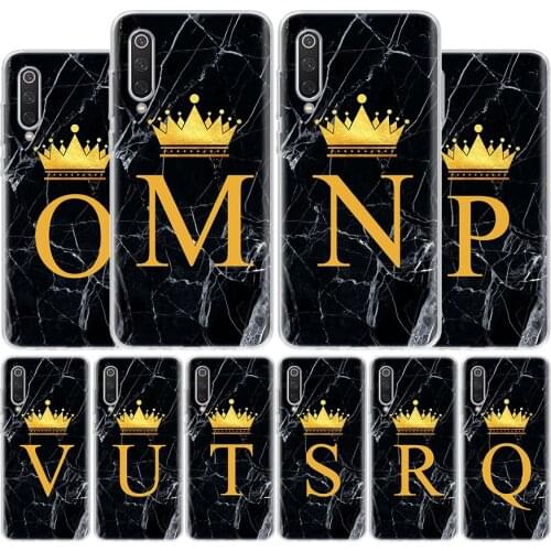 Letter Alphabet Crown M-V Cover Phone Case For Xiaomi Redmi Note 9 9S 8T 8 7 6 5 5A 6A 7A 8A 4X K20 K30 S2 Pro Luxury Soft Capa