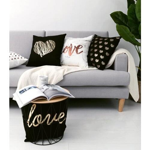 Black And White Brozing Gold Foil Cushion Decorative Pillows Love Home Decor Sofa Throw Pillows Christmas Decoration Almofadas