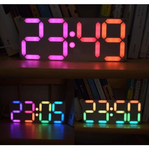 Large Rainbow Color Digital Tube DS3231 Clock DIY Kit,DIY-able Rainbow-colored Digital Clock with Large-screen Display Color