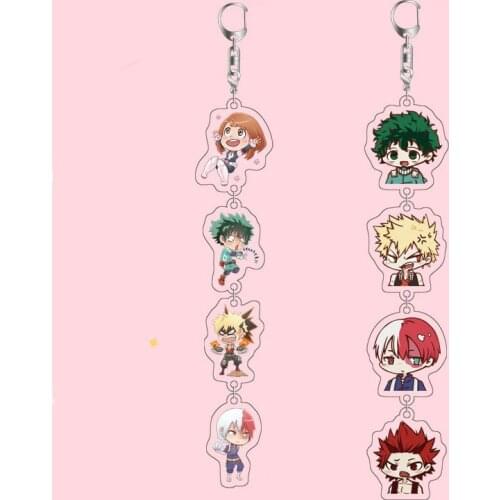 My Hero Academia Deku Long Acrylic Cute Anime Keychain For Bag Car Male Female Women Men Key Ring Love Jewelry Drop Shipping