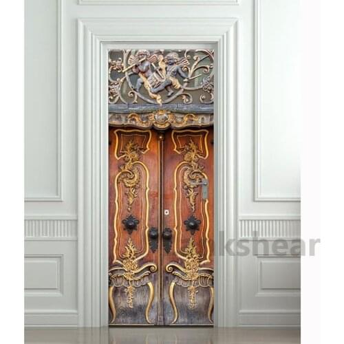 DIY Home Decor Decals Religion Islam Print Art Picture 3D Door Stickers Self Adhesive Waterproof Mural For Bedroom Renovation