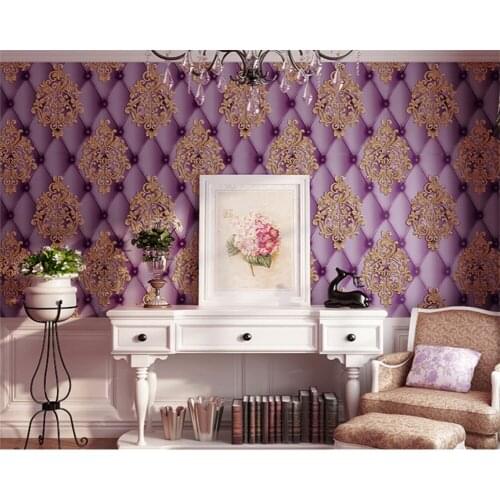 Beibehang European imitation soft bag leather non-woven embossed TV background wall bedroom living room wallpaper papier peint