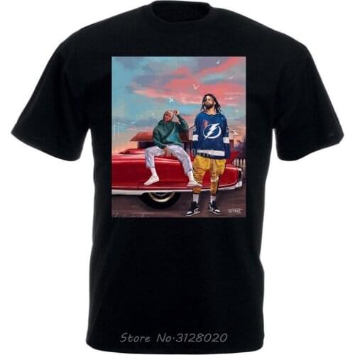 J Cole & Kendrick Lamar T Shirt Black Men Supplier Cotton T-shirt Summer Short Sleeve O-neck Tshirt Funny Tees Tops