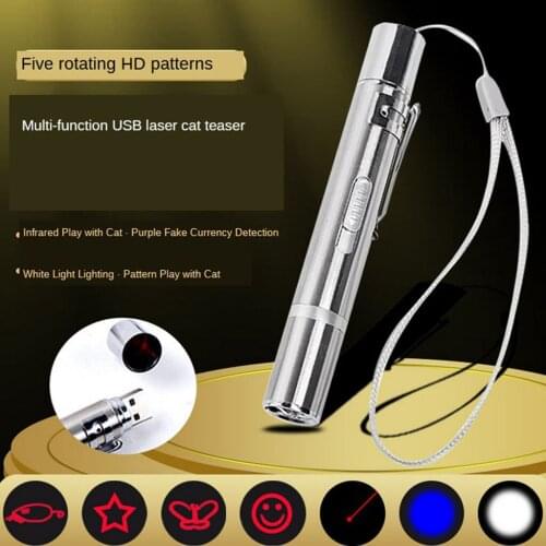 Cat Kitten Toy Pointer USB Charging Interactive Red UV Flashlight