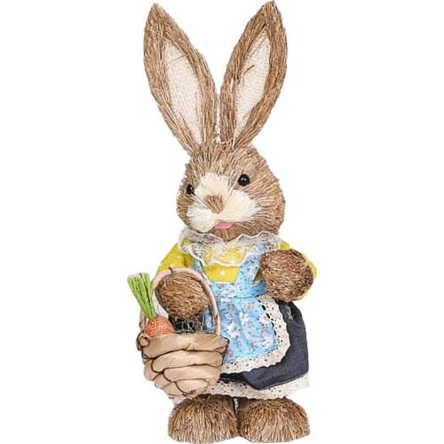 Artificial Straw Rabbit Ornaments Party Supplies Home Garden Child Birthday Gift Easter Ornament