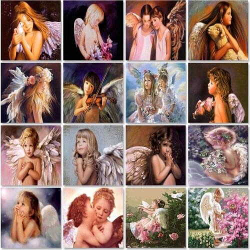 60×75cm Painting By Numbers Girl Angel Painted Pictures By Number Figure On Canvas Home Decoration DIY Gift Wall Art