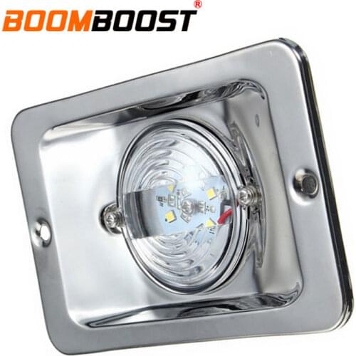 1 Pcs 12V Waterproof Stainless Steel Navigation Lamp White LED Square Light Transom Ship Lights for Marine Boat Ship