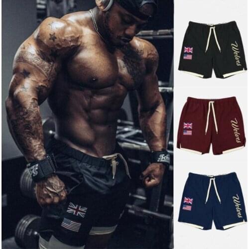 Summer New Mens Thin Breathable And Quick-Drying Gyms Fitness Double-Layer Shorts Anti-Empty Outdoor Basketball Training Shorts