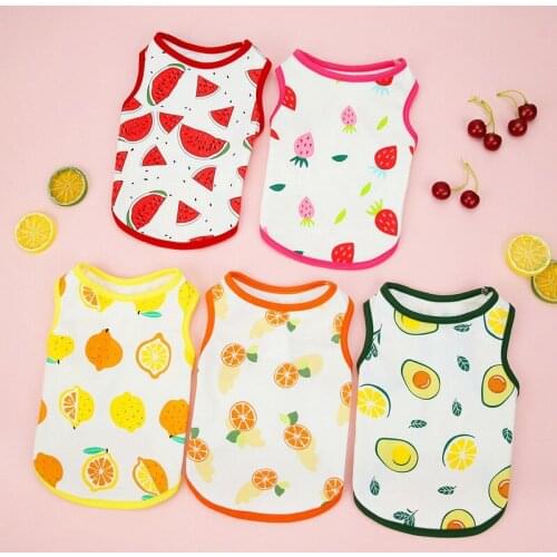 Summer Pet Clothes Multicolor Fruits Vest Dog Cotton Vest Ventilate Cute Thin Teddy T-shirt Sleeveless Breathable Clothes