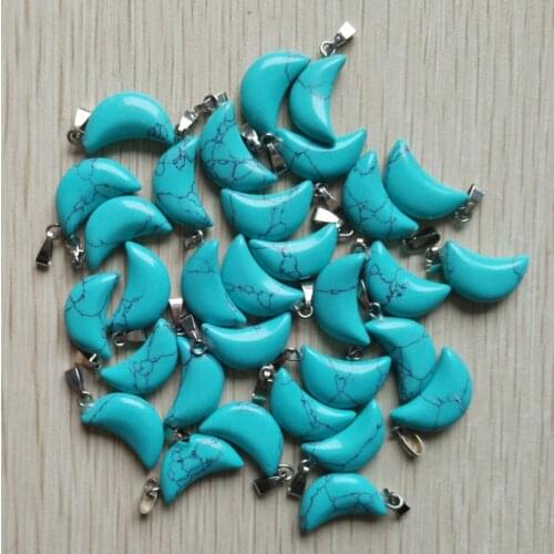 2017 fashion high quality stone crescent moon charms pendants for jewelry making Wholesale 50pcs free shipping