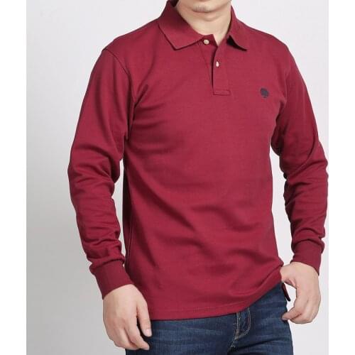 Lapels, big yards men loose business Paul unlined upper garment male pure cotton cloth long sleeve polo shirt man casual clothes