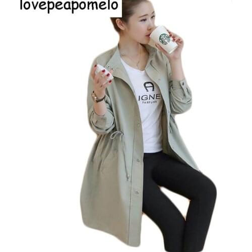 2018 New Girls Windbreaker Long Korean Large Size Women Fashion Cardigan All-Match Loose Coat Thin Spring D25