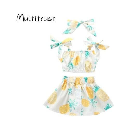 2020 New Baby Girls Clothes Pineapple/daisy Print Outfits 2-Piece Set Summer Sling Top + Shorts Suit 2pcs