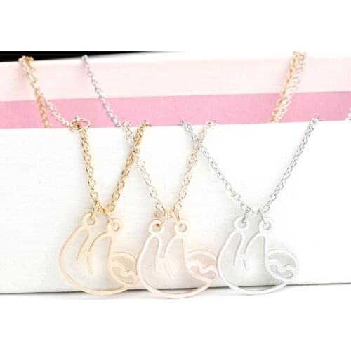 New Cute animal hollow fun little sloth pendant necklace geometric Origami monkey sloth Nice Gift for Friendsy necklace jewelry