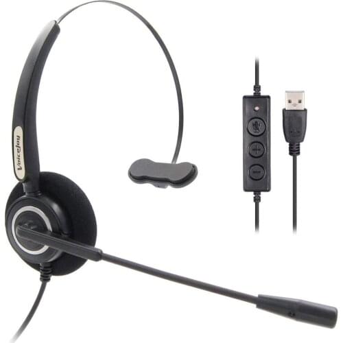 VoiceJoy Office Headset with USB Jack Business Noise Cancelling Headset With Microphone, Volume Control Mute Switch for Laptops