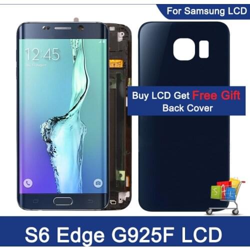 Original 5.1'' Super Amoled Display For Samsung Galaxy S6 Edge LCD G925 G925I G925F Touch Screen Digitizer Assembly With Frame