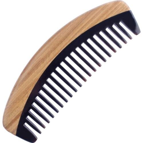 Hair Comb - Wide Tooth Wooden Detangling Comb for Curly Hair - No Static Sandalwood Buffalo Horn Comb for Men and Women