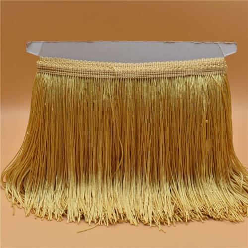 10 Meters Luxury Gold Color Lace Fringe Trim Tassel Fringe 15CM Width Galon Frange Latin Dress Stage Clothes Accessories Ribbon