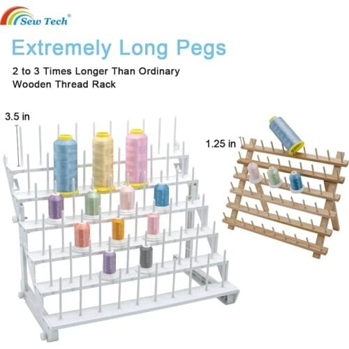 Sew Tech 60 Spool Cone Thread Rack Holder Plastic Stand Wall Mount Embroidery Organizer Storage for Sewing Quiting Hair Braid