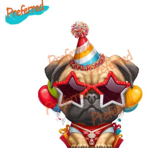 Personality Pug Birthday Star Car Styling Stickers Waterproof Funny Decals Window Laptop Motorcycle Auto Decal