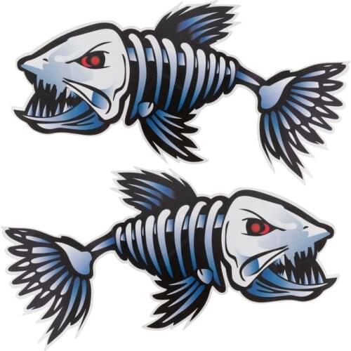 Scary Fish Skeleton Sticker Kayak Canoe Boat Marine Car Truck Waterproof Stylish Adhesive 2