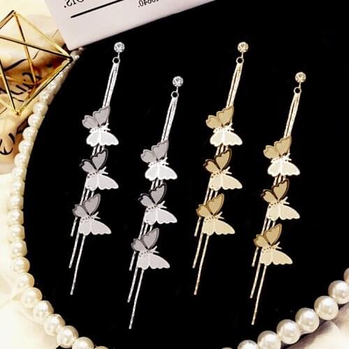 Temperamental Exquisite Butterfly Tassel Earrings Japan And South Korea Super Fairy Elegant Cute Jewelry All-matching