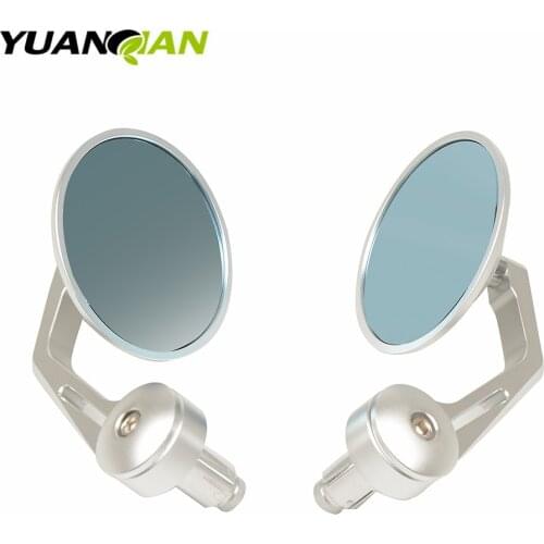 Silver universal Motorcycle Bar End rearview Mirrors 7/8" Fit For BMW Ducati Aprilia Cafe Racer Victory Triumph Daytona 675