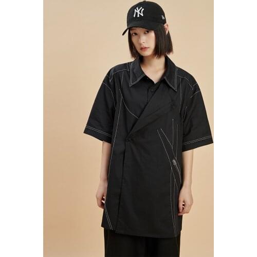 S-6XL 2021 New Men Womens clothing Show Original design open line double layer loose lovers Shirt Plus size costumes