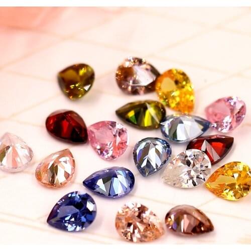 ZOTOONE 50Pcs/lots 6x8MM Multi-color Rhinestone Zircon Teardrop Shape Water Drop Crystal Glue on Beads Wedding Dress Diy Stone D