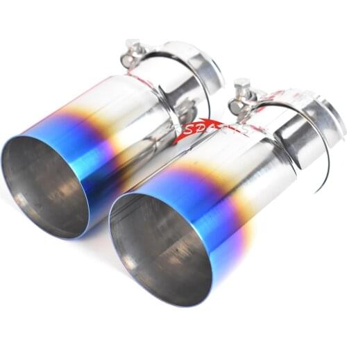 1 PC Blue Burnt Stainless Steel Universal Exhaust System End pipe Car Exhaust Pipe Single Straight Muffler Tip For BW Series