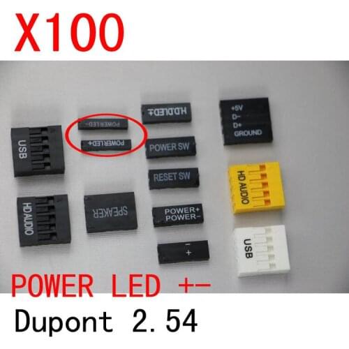 100pcs 1Pin 2.54 dupont dupont connector lettering POWER LED +- TJC8 2.54mm pitch connector replace Molex connector