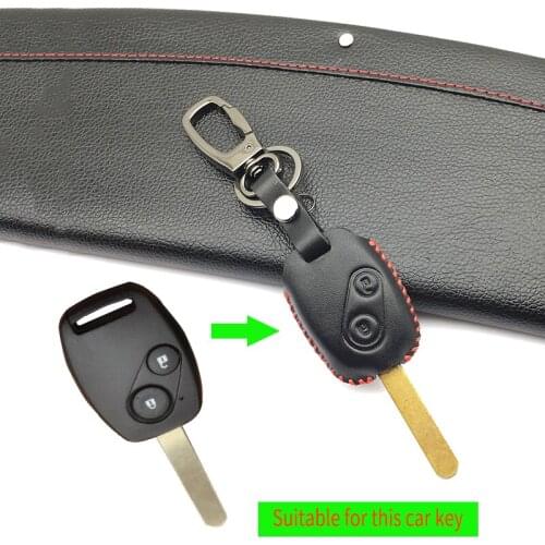 2017 Exquisite 100% Top layer Leather Skin Car Key Case FOB Cover For Honda Accord Pilot CIVIC JAZZ CR-V 2 Buttons key bag