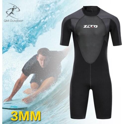 3mm Neoprene Wetsuit Men Short Sleeve Scuba Diving Suit Surfing Sunproof One Piece Set Snorkeling Spearfishing Swimsuit