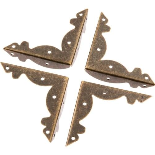 4Pcs Antique Bronze Jewelry Chest Gift Box Wooden Case Decorative Feet Leg Metal Corner Protector Support Bracket w/Screws 36mm