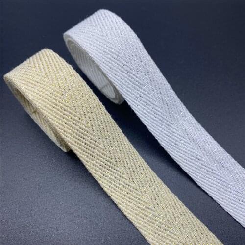 5yards Gold/Silver 100% Cotton Ribbon Hserringbone Ribbon For Hair Bow Party Christmas Wedding Decoration DIY Sewing Crafts