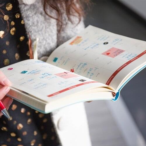 A5 5.5x8.3inch Soft Leather Agenda 2021.1-2022.6 18 Months Planner Notebook Daily Weekly Monthly Plan Diary Journal Notebook