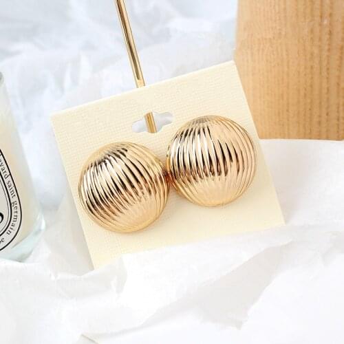 Big Gold Color Round Stud Earrings For Women Gift Trendy Party Wedding Half Round Beads Earrings Pendientes Jewelry Accessories