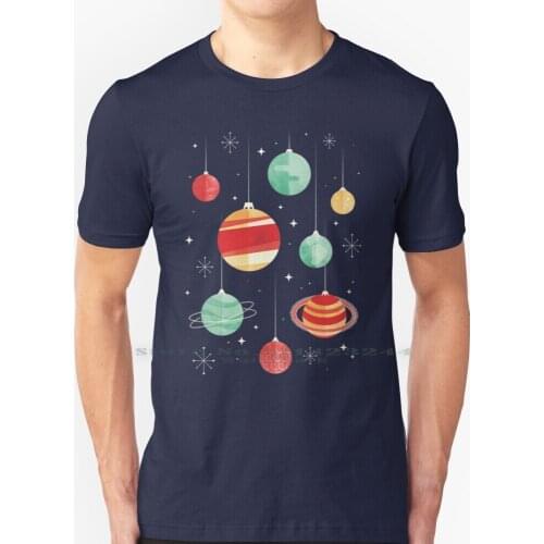 Joy To The Universe T Shirt 100% Pure Cotton Christmas Holiday Xmas Seasons Greetings Ornaments Noel Planets Solar System