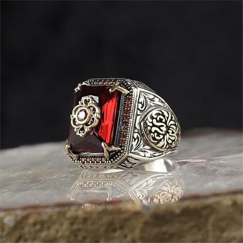 Red Zircon 925 Sterling 925 K Silver Ring