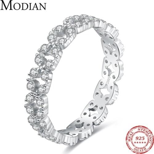 Modian Solid 925 Sterling Silver Geometric Stackable Clear CZ Finger Rings For Women Wedding Statement Jewelry 2021 New Anillos