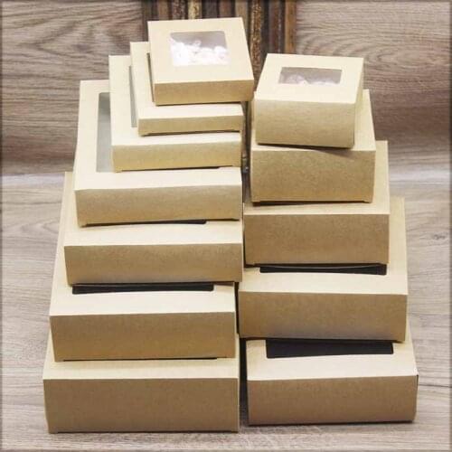 20pcs DIY paper box with window white/black/kraft paper Gift box cake Packaging For Wedding home party muffin packaging box