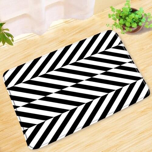 Optical Illusion Of Geometric Lines Bath Mat Anti Slip Entrance Door Mat Bathroom Rug Mats Bathtub Carpet Washable Toilet Decor