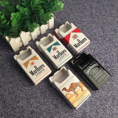 Creative Ceramic Tobacco Cigarette Pack Shape Ashtray Advertising Novelty Porcelain Camel Marbolo Ashtray